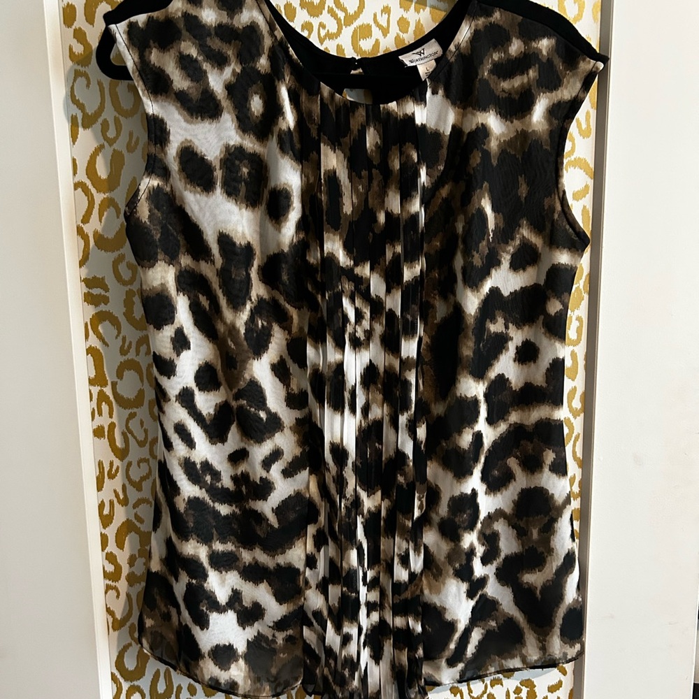 Worthington Animal Print Blouse - Black and Brown
